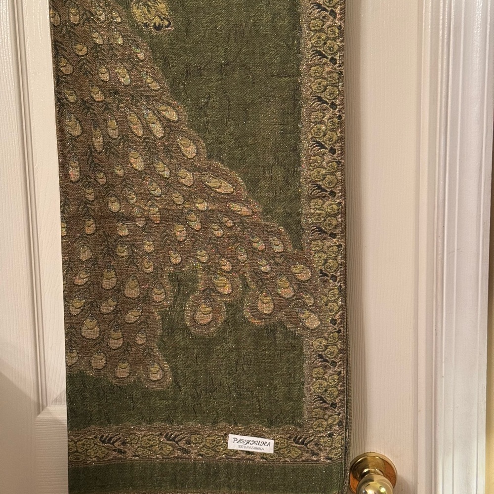 Peacock Design Green Scarf